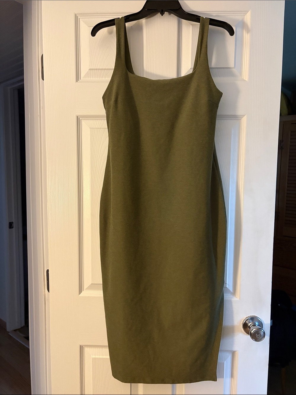 Beyond Yoga Green Square-Neck Midi Dress L